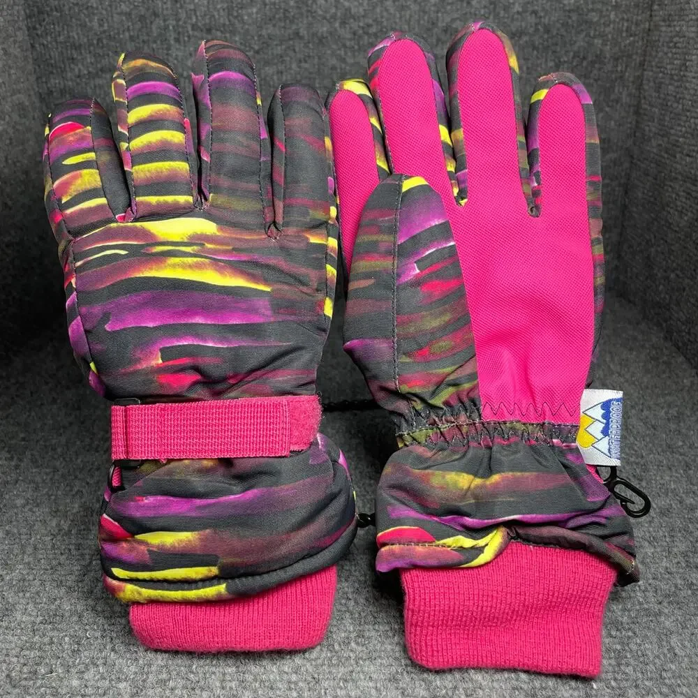 Nice Caps Winter Gloves Youth L/XL Pink/Black Thinsulate Lined Waterproof